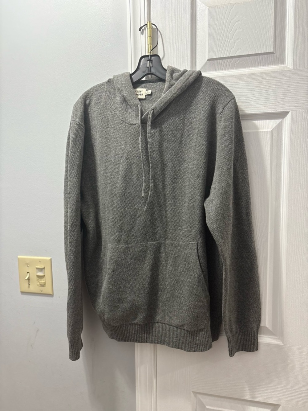 Flint and Tinder Fine Merino Wool Sweater Hoodie Mid Gray Size Large - Picture 2 of 5